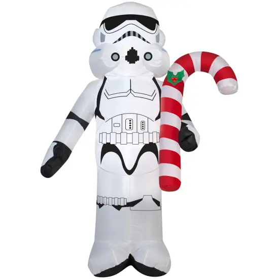 3.5' Gemmy Airblown Inflatable Star Wars Stormtrooper Holding Candy Cane Christmas Yard Decoration 37344 {1}