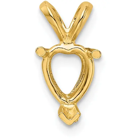 14K Gold 3 Prong Heart V-End Pendant Setting 9mm {1}
