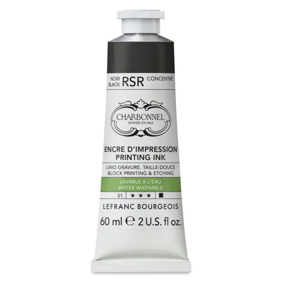 Charbonnel Water Washable Printing Ink - Black RSR, 60 ml {1}