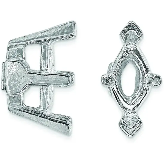 14K White Gold 6 Prong Marquise V-End Setting 11x5mm {1}