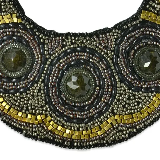 Beaded Embellished Lace Collar Applique 7 1/2 " x 7 1/2" {2}