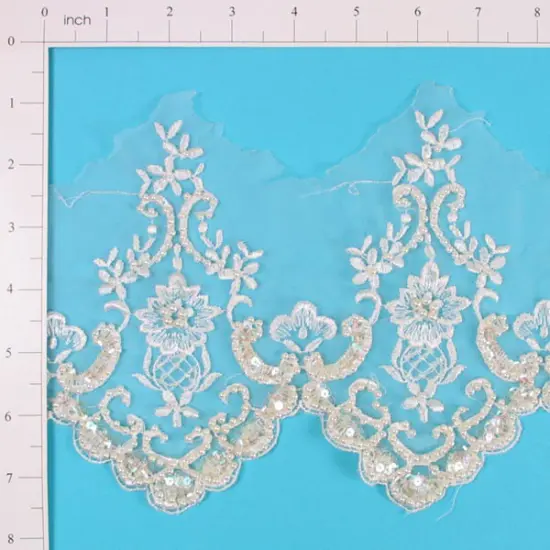 6 3/4" Vintage Teardrop Bridal Lace Trim {2}