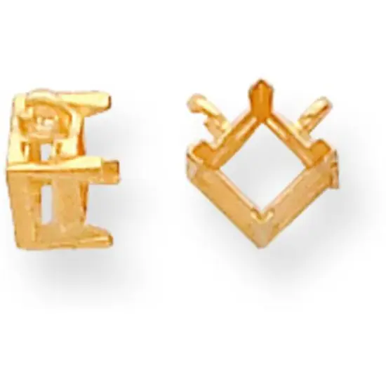 14K Gold 4 Prong Princess Necklace Center Setting 3mm {1}