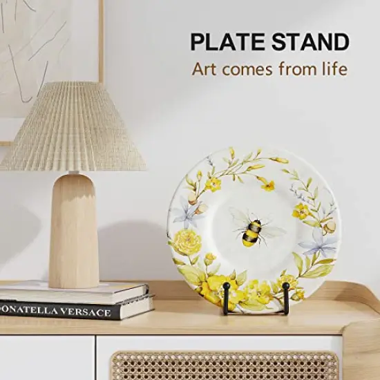 3 Pack 6 Inch Plate Stands for Display Picture Stand - 6 Inch Vinyl Table Top Display, Metal Frame Holders Decorative Plate for Book , Picture, Photo and Platter, Tabletop Art, Black 3 Packs {6}