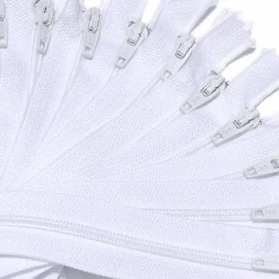 7" Nylon Coil YKK Zippers-100% Made in USA~ Closed Bottom ~ 501 White (12 Zippers / Pack) {1}