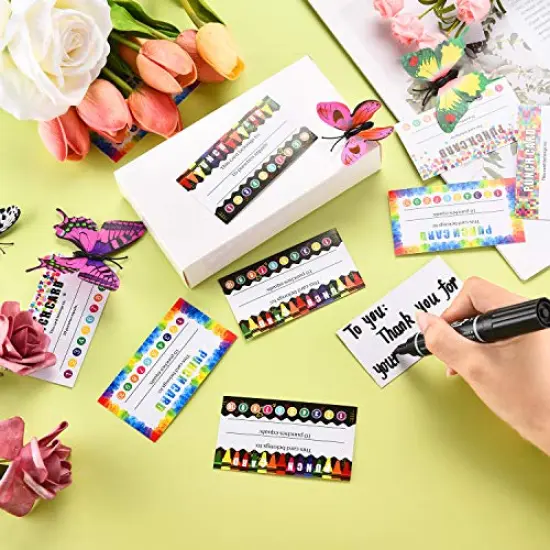 320 Pieces Punch Cards, Incentive Loyalty Reward Card Student Awards Loyalty Cards for Business, Classroom, Kids Behavior, Students, Teachers, 3.5 x 2 Inch, 4 Styles() {4}