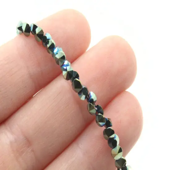 145 3mm Cadet Blue Glass Faceted Diamond Shaped Beads Full Strand {1}