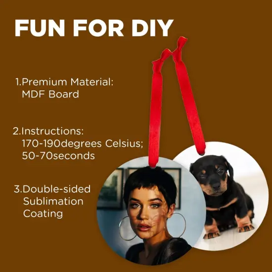 20 Pieces Blank Sublimation Pendants, Customized MDF Blank Disc Round Halloween Christmas Ornaments DIY Decoration Supplies {6}