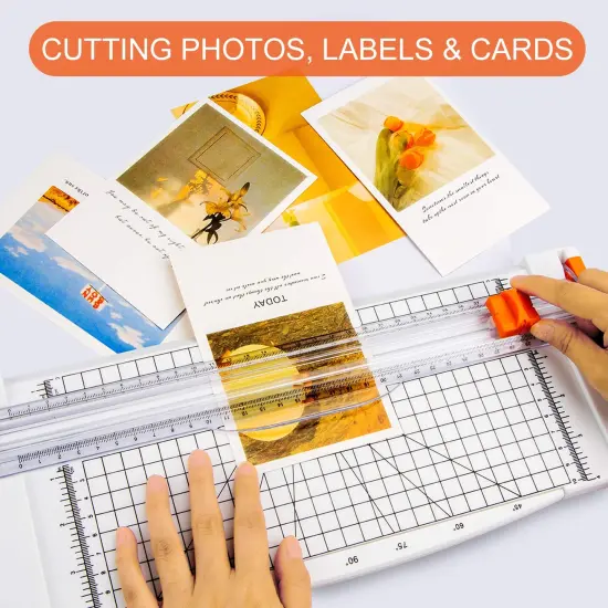 12 Inch Titanium Paper Trimmer Scrapbooking Tool with Automatic Security Safeguard and Side Ruler for A4, Craft Paper, Label, Photo and Cardstock White {4}