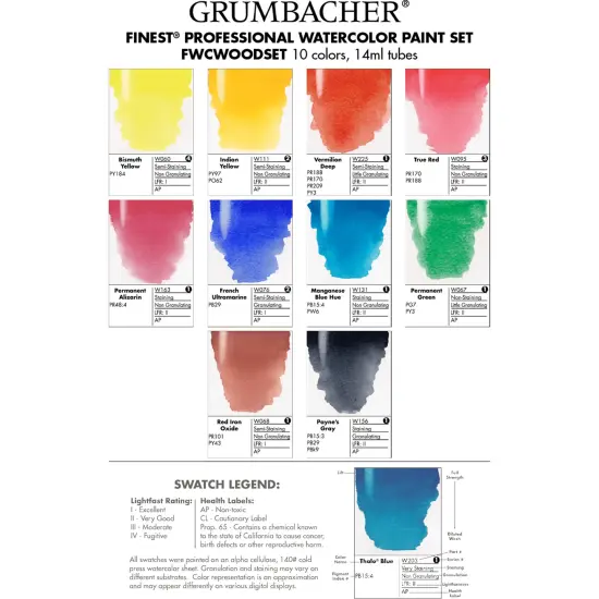 Grumbacher&reg; Finest&reg; Watercolor Wooden Case Set, 14ml {3}