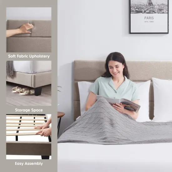 Nestl Horizontal Channel Upholstered Platform Bed {7}