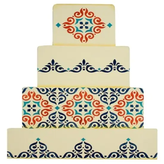 Mexican Tile Cake Stencil Tier #3 | C543 by Designer Stencils | Cake Decorating Tools | Baking Stencils for Royal Icing, Airbrush, Dusting Powder | Reusable Plastic Food Grade Stencil for Cakes | Easy to Use & Clean Cake Stencil {3}