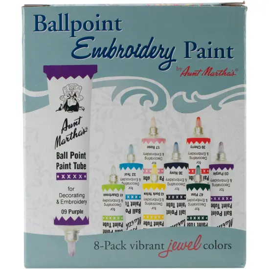 Aunt Martha's Ballpoint Paint Tubes 1oz 8/Pkg-Jewel Colors {1}