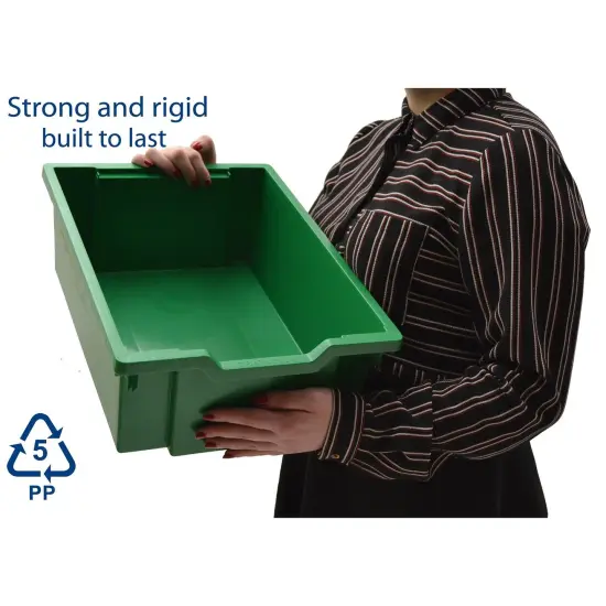 Deep F2 Tray, Grass Green, 12.3" x 16.8" x 5.9", Heavy Duty School, Industrial & Utility Bins, Pack of 6 {3}
