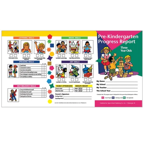Pre-Kindergarten Progress Report (3 year olds), 10 Per Pack, 6 Packs {2}