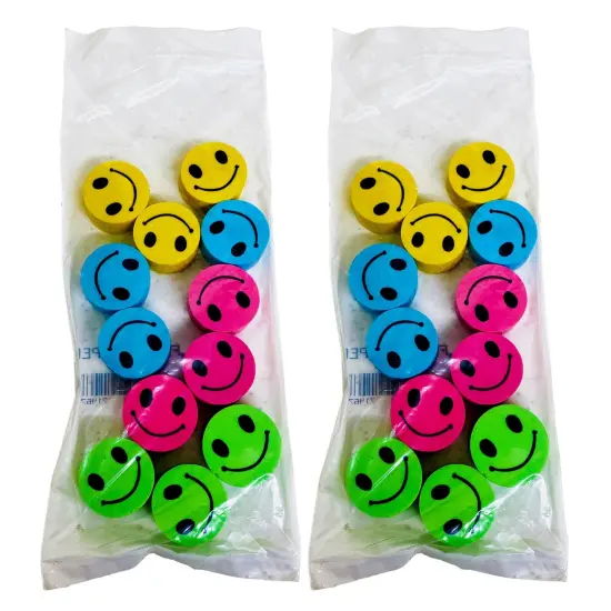 Happy Face Pencil Topper Erasers, 12 Per Pack, 12 Packs {1}