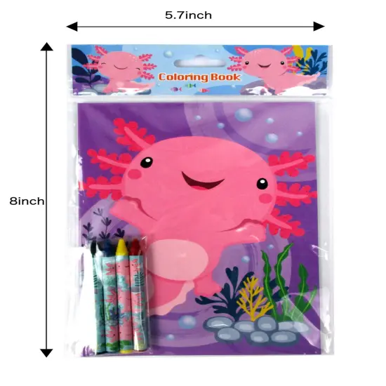 TINYMILLS Axolotl Coloring Book Set with 12 Coloring Books and 48 Crayons {3}