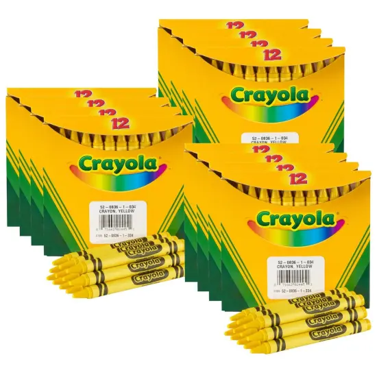 Bulk Crayons, Yellow, Regular Size, 12 Per Box, 12 Boxes {1}