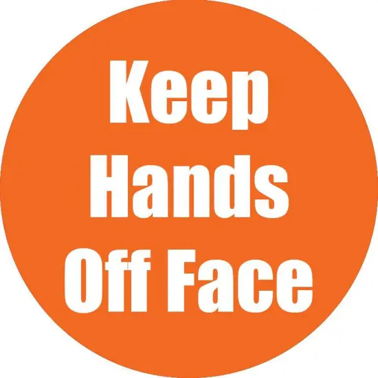 Keep Hands Off Face Anti-Slip Floor Sticker, Orange, 11", Pack of 5 {1}