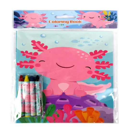 TINYMILLS Axolotl Coloring Book Set with 12 Coloring Books and 48 Crayons {6}