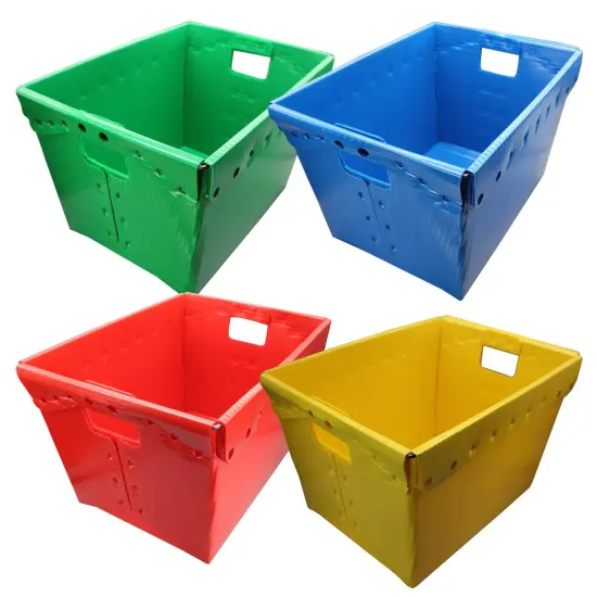Primary Assorted Plastic Storage Postal Tote - 4 Pack {1}