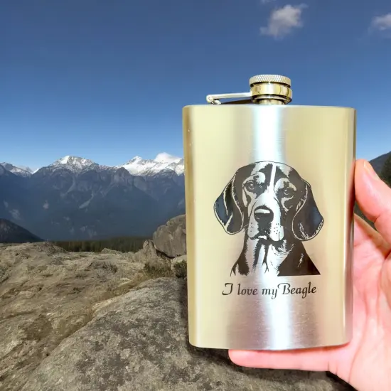 8oz I love my Beagle Stainless Stainless Steel Flask {6}