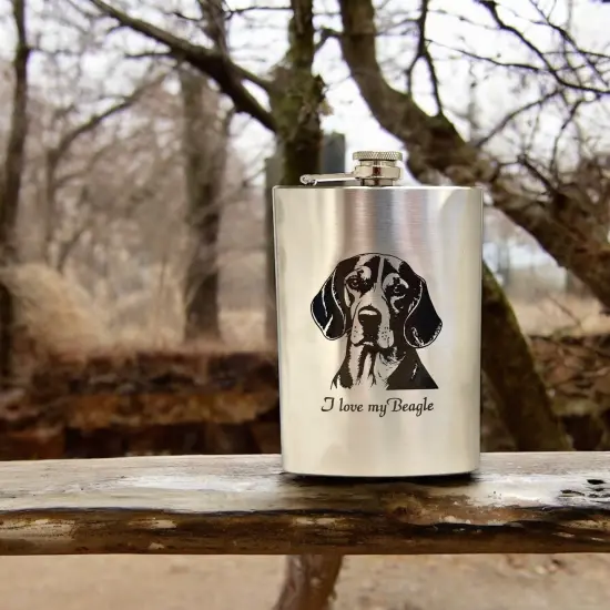 8oz I love my Beagle Stainless Stainless Steel Flask {2}