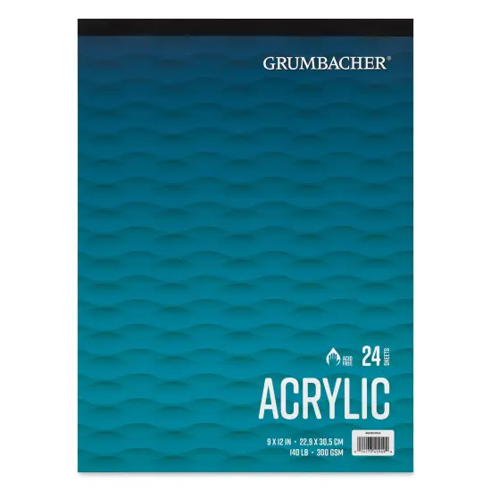 Grumbacher Acrylic Tapebound Pad - 9" x 12", 24 Sheets, 140 lb {1}