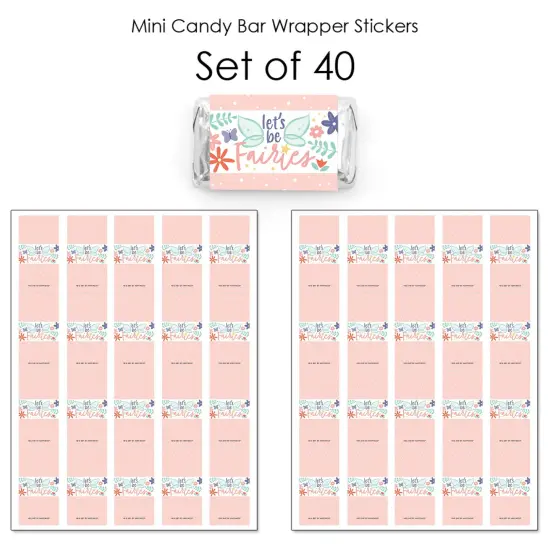 Big Dot of Happiness Let's Be Fairies - Mini Candy Bar Wrapper Stickers - Fairy Garden Birthday Party Small Favors - 40 Count {4}