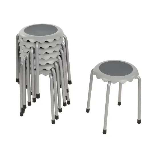 Daisy Stackable Stool Set, Flexible Seating, 8-Piece Light Grey {1}