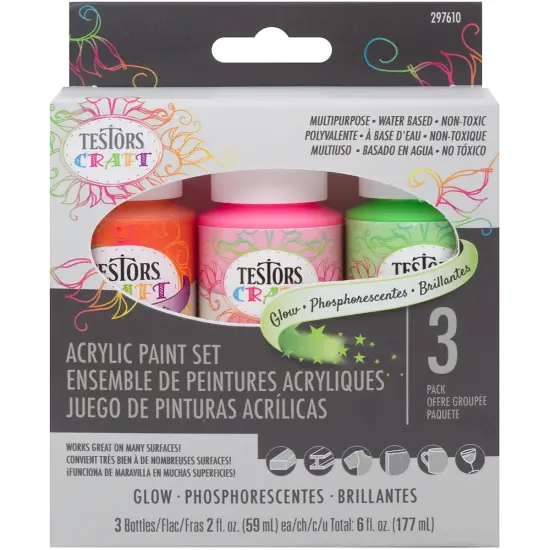 Testors Craft Acrylic Paint Set 3/Pkg-Glow {1}