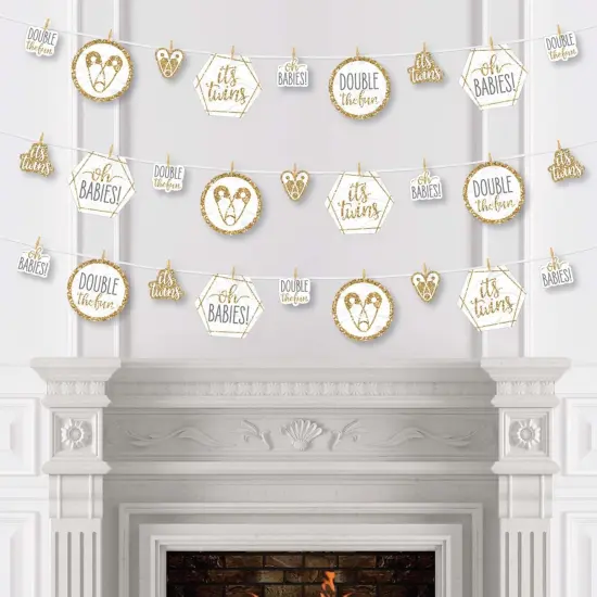 Big Dot of Happiness It's Twins - Gold Twins Baby Shower DIY Decorations - Clothespin Garland Banner - 44 Pieces {4}