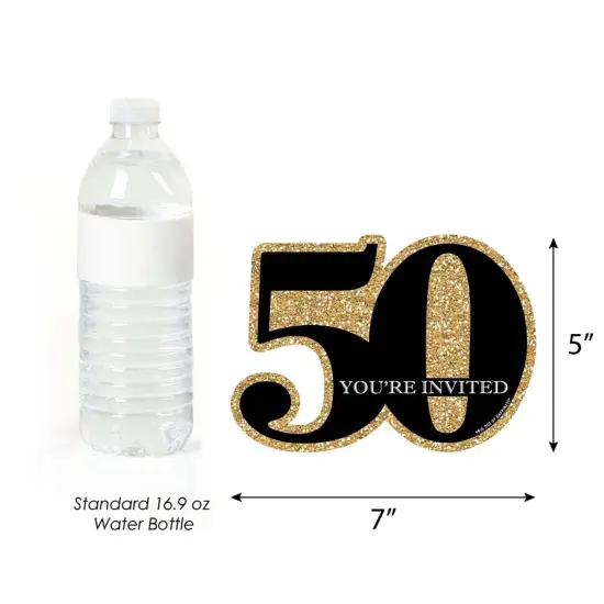 Big Dot of Happiness Adult 50th Birthday - Gold - Shaped Fill-in Invitations - Birthday Party Invitation Cards with Envelopes - Set of 12 {6}