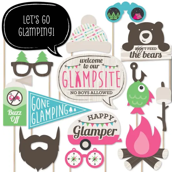 Big Dot of Happiness Let's Go Glamping - Photo Booth Props Kit - 20 Count {1}
