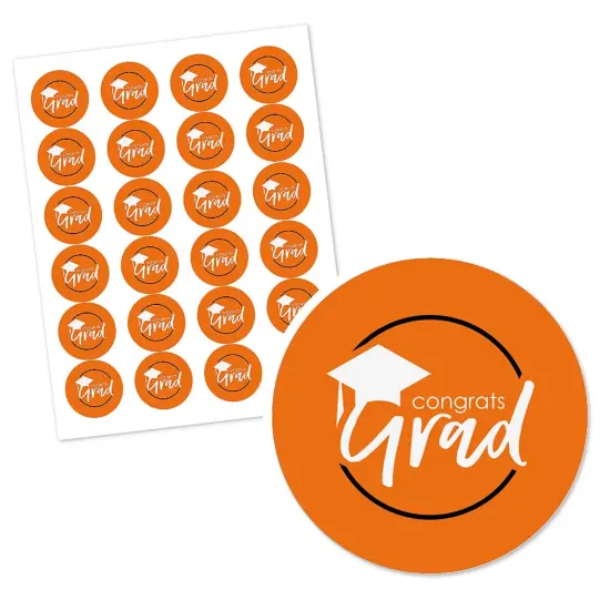 Big Dot of Happiness Orange Grad - Best is Yet to Come - Orange Graduation Party Circle Sticker Labels - 24 Count {3}
