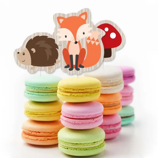 Big Dot of Happiness Woodland Creatures - Dessert Cupcake Toppers - Baby Shower or Birthday Party Clear Treat Picks - Set of 24 {6}