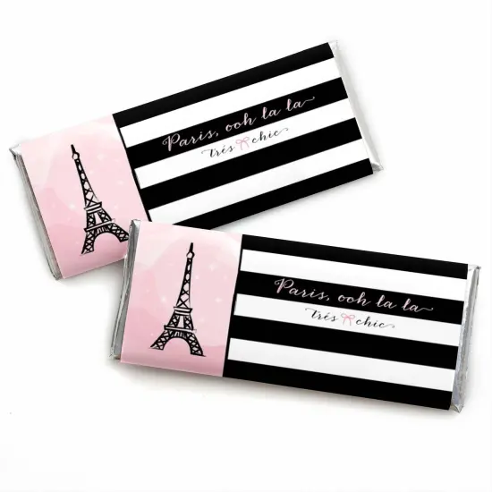 Big Dot of Happiness Paris, Ooh La La - Paris Themed Candy Bar Wrappers Baby Shower or Birthday Party Favors - Set of 24 {1}