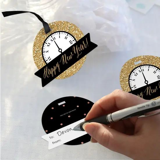 Big Dot of Happiness New Year&rsquo;s Eve - Gold - New Years Eve Party Clear Goodie Favor Bags - Treat Bags With Tags - Set of 12 {4}