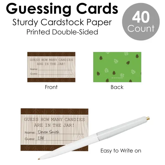 Big Dot of Happiness Woodland Creatures - How Many Candies Baby Shower or Birthday Party Game - 1 Stand and 40 Cards - Candy Guessing Game {7}