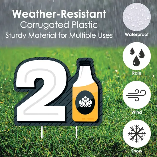 Big Dot of Happiness Cheers and Beers to 21 Years - Twenty-One Shaped Lawn Decorations - Outdoor 21st Birthday Party Yard Decorations - 10 Piece {6}