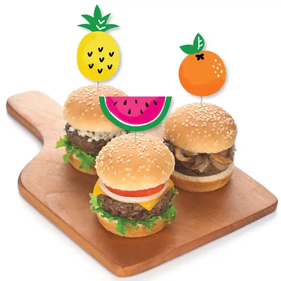 Big Dot of Happiness Tutti Fruity - Dessert Cupcake Toppers - Frutti Summer Baby Shower or Birthday Party Clear Treat Picks - Set of 24 {4}