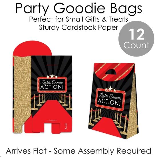 Big Dot of Happiness Red Carpet - Movie Night Gift Favor Bags - Party Goodie Boxes - Set of 12 {7}