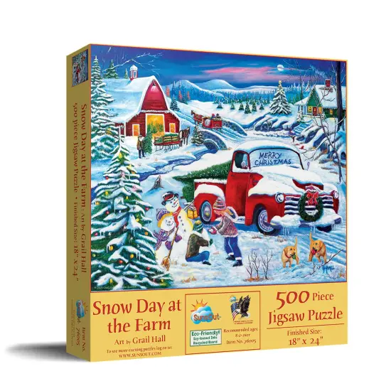 Sunsout Snow Day at the Farm 500 pc Christmas Jigsaw Puzzle 76005 {3}