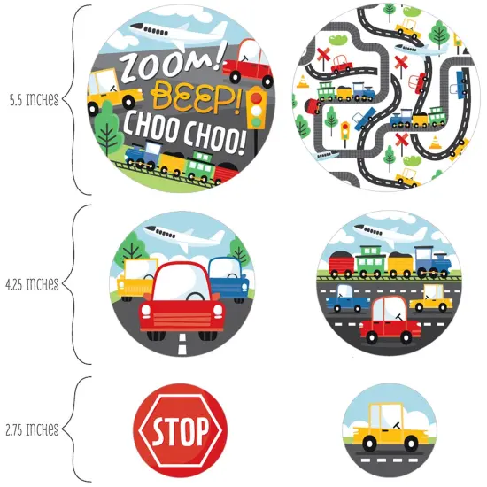 Big Dot of Happiness Cars, Trains, and Airplanes - Transportation Birthday Party Giant Circle Confetti - Party Decorations - Large Confetti 27 Count {3}