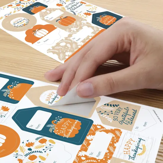 Big Dot of Happiness Happy Thanksgiving - Assorted Fall Harvest Party Gift Tag Labels - To and From Stickers - 12 Sheets - 120 Stickers {6}