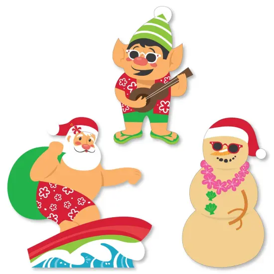 Big Dot of Happiness Tropical Christmas - DIY Shaped Beach Santa Holiday Party Cut-Outs - 24 Count {1}