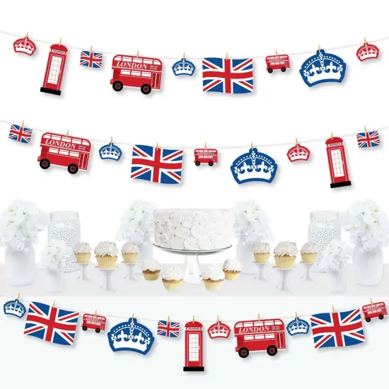 Big Dot of Happiness Cheerio, London - British UK Party DIY Decorations - Clothespin Garland Banner - 44 Pieces {1}