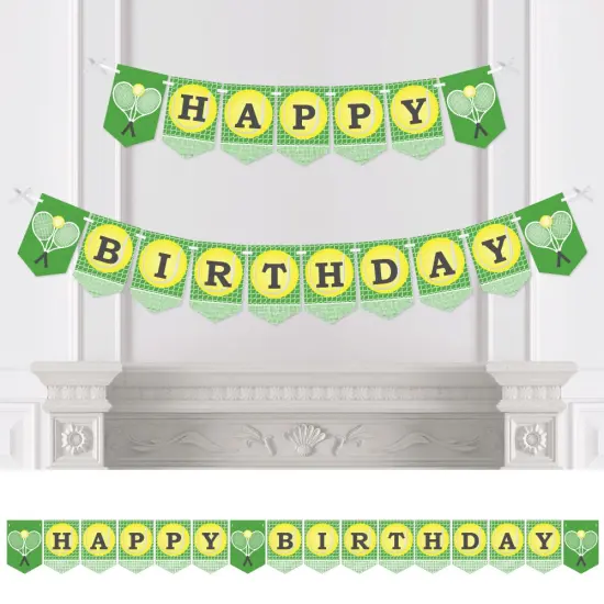 Big Dot of Happiness You Got Served - Tennis - Birthday Party Bunting Banner - Tennis Ball Birthday Party Decorations - Happy Birthday {1}
