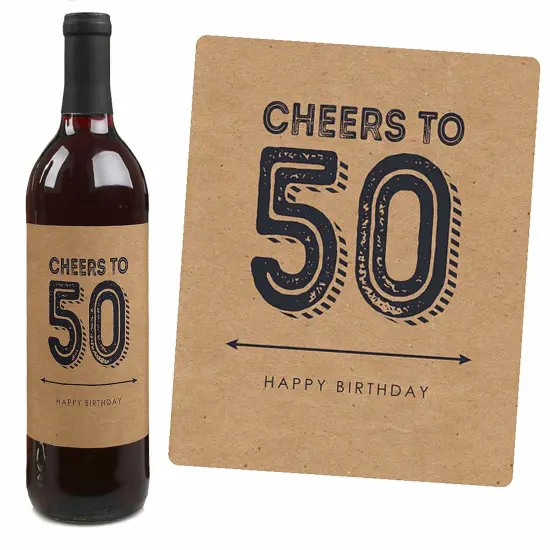 Big Dot of Happiness 50th Milestone Birthday Gift For Men - Wine Bottle Label Stickers - Set of 4 {7}