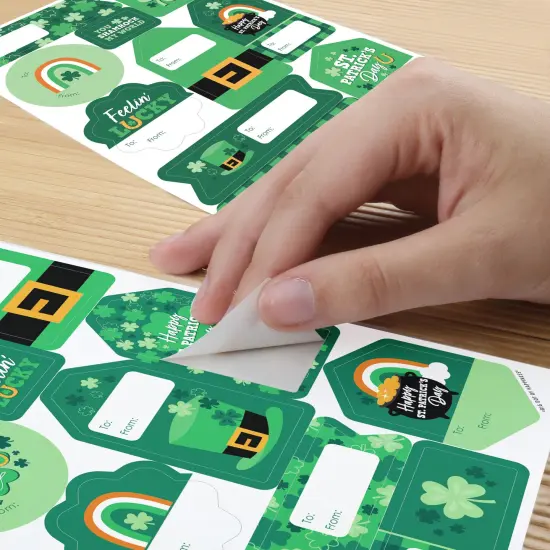Big Dot of Happiness Shamrock St. Patrick's Day - Assorted Saint Paddy&rsquo;s Party Gift Tag Labels - To and From Stickers - 12 Sheets - 120 Stickers {6}